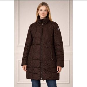 Postcard Brown Puffer Mid Length Coat Size 8 Medium